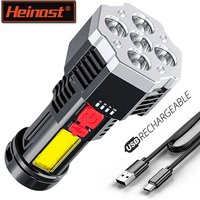 5LED High Power Led Flashlights Rechargeable Camping Spotlight With Side Light Waterproof ABS Lamp For Camping Adventure Outdoor