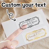 Custom Wedding Stickers,Personalize Name Label Stickers,Customizable Text Transparent Stickers,