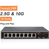 KeepLiNK 10-Port Network Switch | 8 x 2.5Gb Ethernet + 2 x 10Gb SFP+ | Unmanaged | Plug & Play | High-Speed Connectivity