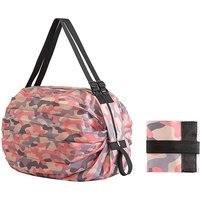 Reusable Foldable Shopping Bag Pink Waterproof Oxford Cloth Travel Beach Bag Supermarket Grocery Portable Storage Bag