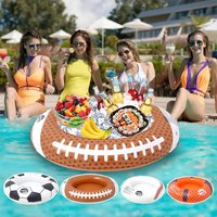 Inflatable Sports Themed Floating Cooler, Football Shaped Water Ice Bar, Summer Beach Party Floating Serving Tray Beverages
