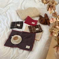 Korean Retro Grid Placemat Cotton Tablecloth Festivel Dining Table Decor for Holiday Kitchen Food Photography Backdrop 28x38cm