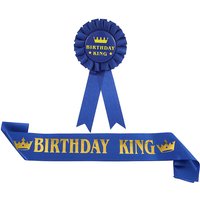 Birthday King Sash and Badge Set for Men Boys 18th 20th 21st 30th 40th 50th Happy Birthday Party Decorations Supplies Black Blue