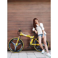 AliExpress TLXT Cross Life Folding Bicycle Shock Absorbing Disc Brake Variable Speed Soft Tail Mountain Bike Gift ZXC Bicycle New DropShipping