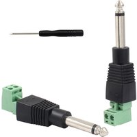 2pcs 6.35mm 1/4" Mono TS Male To AV Screw Video Balun Terminal Adapter Microphone Speaker Wire Cable Solderless Connector