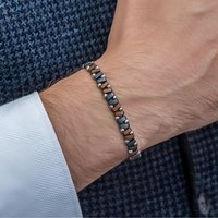 Hip Hop Elastic Beadings Non-fading Men Bracelet Simple Black Gallstone Irregular Bracelet Simple Party Jewelry Accessories