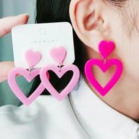 Heart Drop Earrings for Women Girls Geometric Love Dangle Earring Jewelry Valentine's Day Gifts