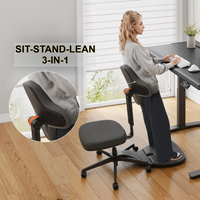 3 in1 Ergonomic Standing Desk Chair, Perch Stool for Sit-Stand-Lean, Height Adjustable Office Stool with Back Support & Footrest