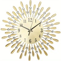 Diamond Jeweled Wall Clock Stylish Diamond Gold Wall Clock Silent Sunflower Wall Clock Modern Metal Sparkly Arabic Numeral Decor