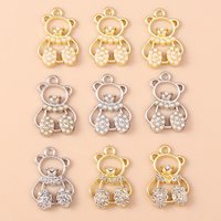 Leslie 4pcs Cute Clear Crystal Pearls Bear Charms Pendants of Necklace Earrings Bracelets DIY Jewelry Making Handmade Jewelry