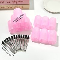 24pcs Women's Hair Curling Kit (12pcs Curlers + 12pcs Clips) Home Version Manual Curling Iron Suitable for Long/Medium/Short/Thi