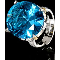 Adjustable Oval Cut Red Blue Giant Gemstone Ring Luxury Two Tone Statement Cocktail Ring Crystal Accents Fashion Jewelry Gift