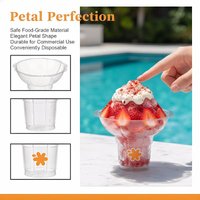 50 Pcs Transparent Shaved Ice Cups Flower Shaped Snow Cone Cups Small Leak Proof Plastic Slush Snack Ice Cream Bowls For Bar Par