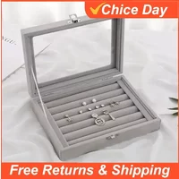 Jewelry Storage Box Earring Ring Necklace Jewelry Display Box Jewelry Classification Dustproof Transparent Flip Lid Jewelry Amag