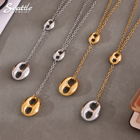 316 Stainless Steel Gold-Plated Drop Earrings Women's Gold Color Silver Oval Pendant Necklace Women's Luxury Jewelry Set