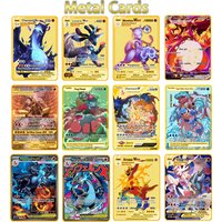 2026 NEW Pokemon Metal Card 10000 Points Arceus Charizard Super Card Golden English Mewtwo Vmax GX EX Anime Collection Card Gift