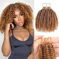 Afro Kinky Feather Crochet 100% Human Hair 30 Honey Blonde Curly Pre-Separated Knotless Feather Hair Extensions Braiding Hair