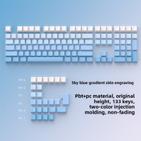 2025 New Sky Blue Gradient Side Engraved Backlit 134 Mechanical Keycaps PBT Double Shot Original Height for Mechanical Keyboard