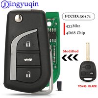 jingyuqin 3Button Modified Flip Remote Car Key Fob ASK 433Mhz 4D68 Chip For Lexus ES300 GS300 GS400 IS300 LS400 With Toy48