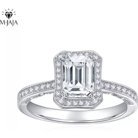 M-JAJA Moissanite Solitaire Rings 1ct Emerald Cut Engagement Ring for Women 925 Sterling Silver Jewelry Lab Diamond Wedding Band