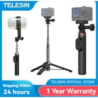 TELESIN Remote Control Wireless Bluetooth Selfie Stick Tripod For DJI OSMO Action 4 5pro 6 360 Gopro 9 10 11 12 13 Smartphone