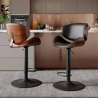 New Light Luxury High-end Bar Chair Liftable Rotating Function Metal Frame Pedestal Base-Comfortable High Stool for Househo