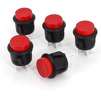 5Pcs PB09A 4-Pin Red 220V Indicator 16A ON-OFF DPST Round Push Button Switch