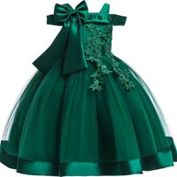 3-10 Jahre Kinder Weihnachten Party Kleider für Mädchen Applikationen Blume elegantes Hochzeits kleid mit Bogen Kinder Geburtstag Ballkleid