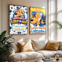 Cartoon S-Safety S-Sheriff L-Labrador Poster Printing Suitable For Wall Decoration Cafes Living Rooms Bed Room