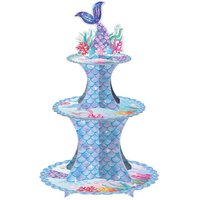 Mermaid Cake Stand Rack Under The Sea Mermaid 1st Birthday Party Decoration Cupcake Holder Girl Little Mermaid Baby Shower Party