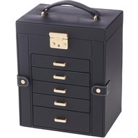 Travel Jewellery Organizer, Portable Large 6-Tier Jewelry Box Lockable Jewelry Storage Case with 5 Drawers for Women Girls, Stor
