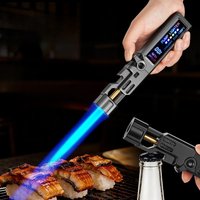 Trendy LED Shaped Digital Display Windproof Torch Blue Torch Flame Burtane Lighter Outdoor Laser Portable Camping Igniter