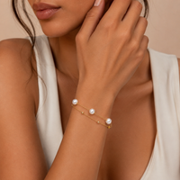 Women's Fashion Double Layer Bracelet with 18K Gold Imitation Pearl Beading Stainless Steel Rust Proof Anti Allergic Jewelry