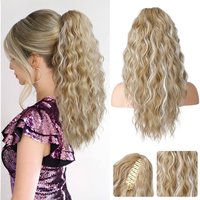 Women's wigs curly wavy hair extensions ponytail hair extensions 18inch fluffy hair ladies synthetic ponytail wigs