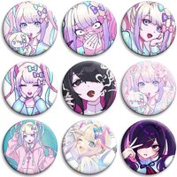 58mm Needy Girl Overdose Cute Cartoon Button Pins Pixelation KAngel Ame-Chan Gothic Lolita Brooch Badge Bag Clothes Decor Gifts
