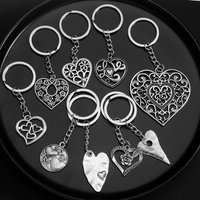 Heart Love Charms Keychain Flower Pendants Keyring Jewelry Gift Key Holder Chain Ring For Women Men Bag Car Holiday