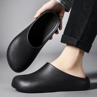 Home Outdoor Closed-Toe Slippers for Men, All-Season Non-Slip Waterproof Half-Slip Chef Shoes for Work and Outdoor Wear