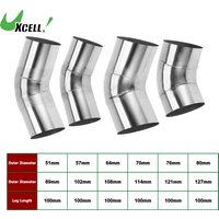 UXCELL 45 Degree 51mm-127mm OD 100mm Long Mandrel Exhaust Pipe DIY Custom Car Modified Exhaust Tubing 304 Stainless Steel