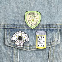 Neurodiversity Autism Enamel Pins Stim Club Astronaut Pill Bottle Brooches Lapel Badges Mental Health Awareness Jewelry Gift