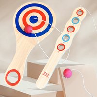 Wooden Hand Eye Coordination Ball Toss Catch Game Sensory Integration Training Skill Racket Toy for Kids Children