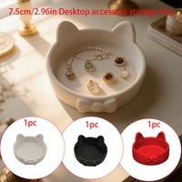 1 Piece of Cute Cat Bowknot Jewelry Tray, High-Aesthetic Storage Box for Earrings, Necklaces, and Rings, Girly Dressing Table Decoration, Suitable as a Holiday Gift for Best Friends, Cute Furniture