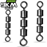 3 émerillons à rouleaux 15 ~ 60 pièces, baril de pêche, haute vitesse, Triple roulement, accessoires de pêche en acier inoxydable