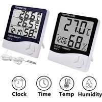 HTC-1 HTC-2 LCD Elektronisches Digitales Temperatur-Feuchtigkeitsmessgerät Heimthermometer Hygrometer Indoor Outdoor Wetterstation Uhr