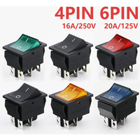 KCD4 Rocker Switch ON OFF With Led 16A 250V 220V T85 20A Small 6Pin 4Pin Light For 2 Position Toggle Switches