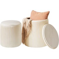 Stool for Makeup, Modern Padded Seat Coffee Table, Multipurpose Footrest Stool for Living Room & Bedroom, White WBD005W