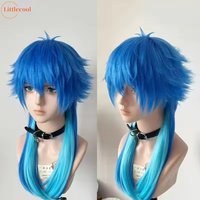 High Quality Dramatical Murder DMMD Seragaki Aoba Cosplay Wig Two Tone Blue Ombre Heat Resistant Synthetic Hair Wigs + Wig Cap