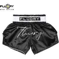 FLUORY solid color simple embroidered printed Muay Thai shorts breathable fabric combat gym MMA training pants, boxing shorts