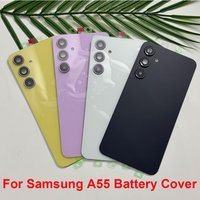 New Glass For Samsung Galaxy A55 A556B A556E Back Battery Cover Door Housing For Samsung A55 Rear Battery Cover with lens & Glue