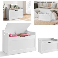 Wooden Storage Box with Lid Bench, 2-in-1 Toy and Blanket Box for Playroom or Bedroom, Large Capacity,Safety Hinges image 4