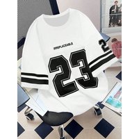 Men's Casual Contrast Color Number 23 Print T-Shirt Summer Casual Sports Jersey Oversized Football Training Tees Men's Clothing